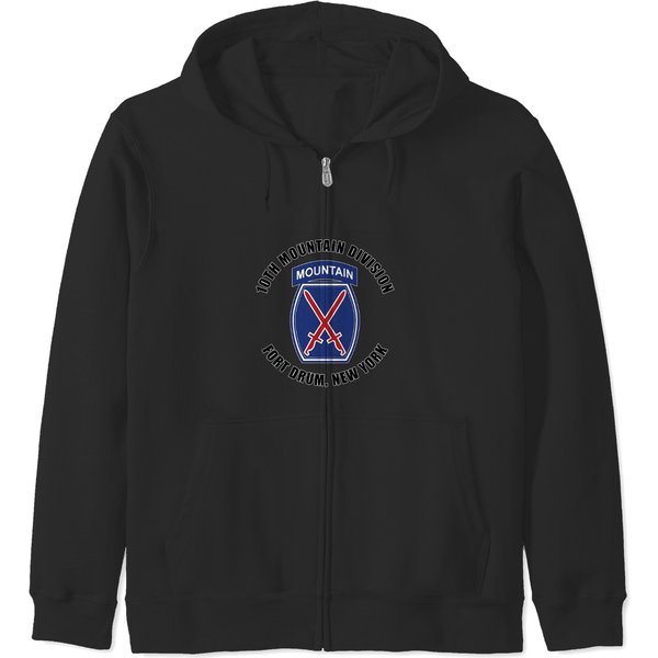 10th Mountain Division Fort Drum New York Emblem Zip Hoodies