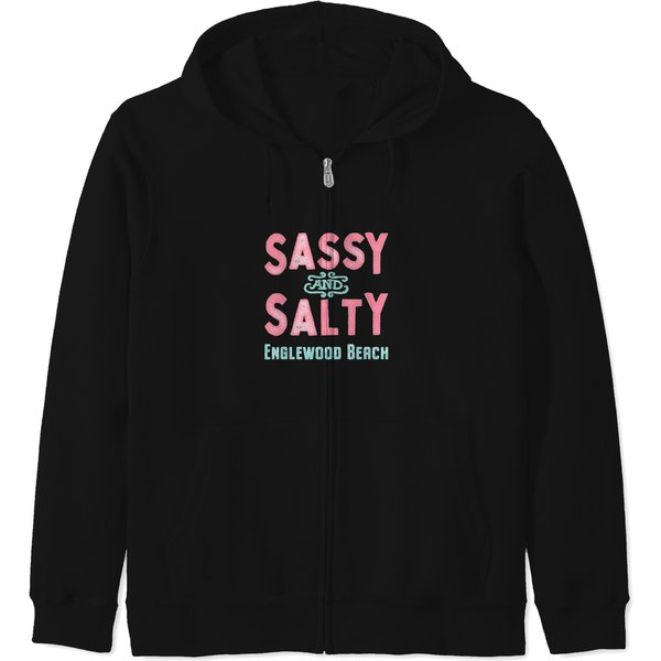 Englewood Beach Florida Sassy And Salty Souvenir T-Shirt Zip Hoodies-image