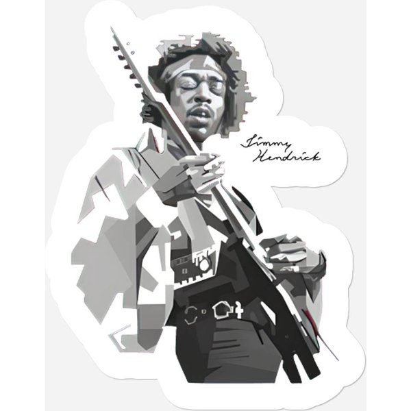 Jimmi Hendrix Grayscale Art - Jimmie Hendrix - Stickers-image