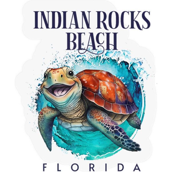 Indian Rocks Beach Florida Watercolor Happy Sea Turtle T Stickers-image