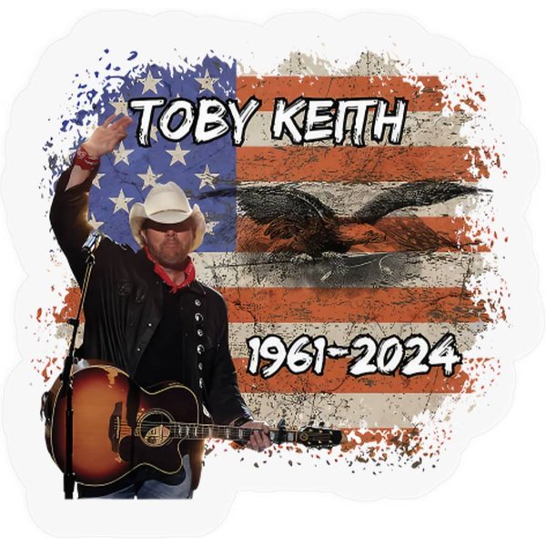 Toby Keith Stickers, In Memory Of Toby Keith 2024 Stickers, Red White Blue Stickers-image