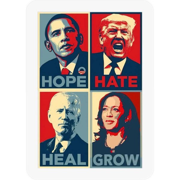 Hope Hate Heal Grow Stickers, Kamala Harris Support Stickers,2024 American-image