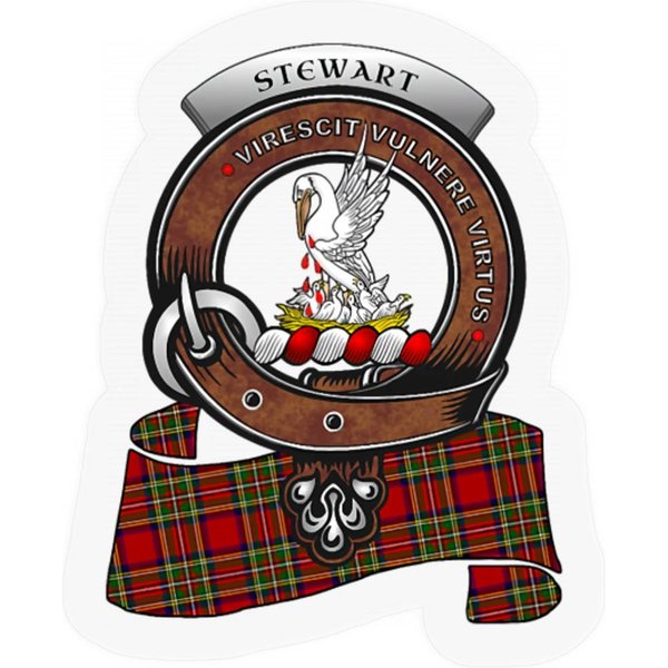 Stewart Scottish Clan Badge & Tartan Stickers-image