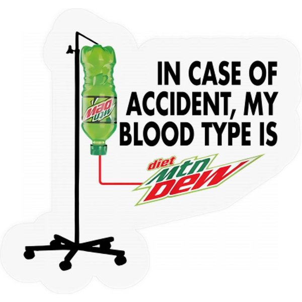 In Case Of Accident My Blood Type Is Diet Mountain Dew Stickers-image