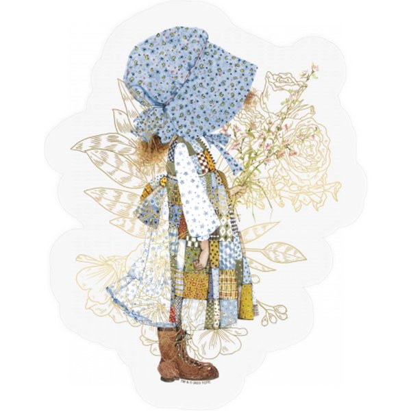 Holly Hobbie County Girl Holding Flowers Sweet Vintage Stickers-image
