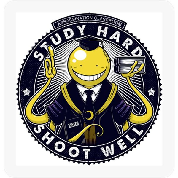 Assassination Classroom Koro Sensei Study Hard Shoot Well Stickers-image