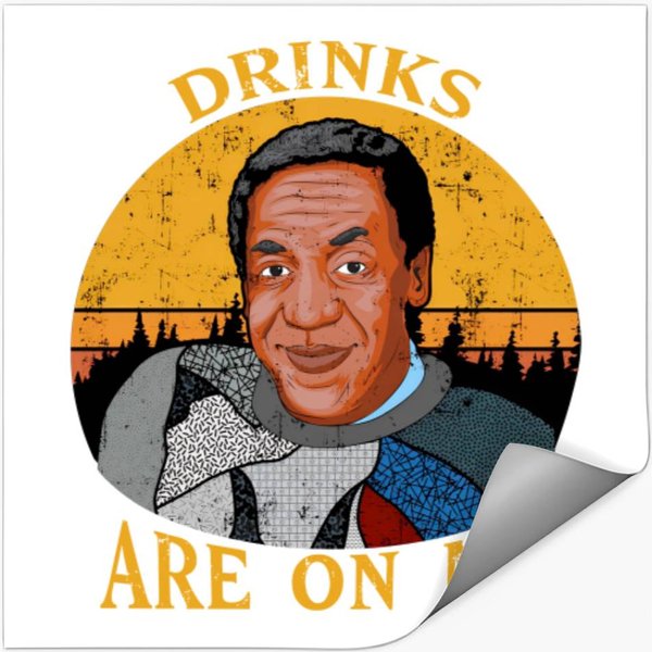 Bill Cosby Drinks Are On Me Coffee Mug Stickers-image