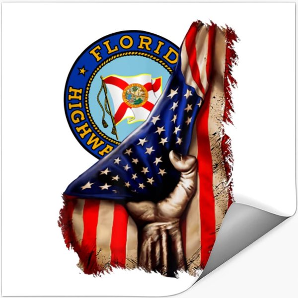 Florida Highway Patrol American Flag Sticker-image