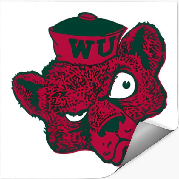 Vintage Wash U Bear Mascot -Clean Version - Washington University - Stickers-image