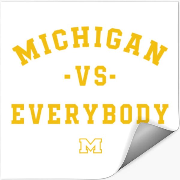 Michigan Vs Everybody Stickers, Wolverines Football Fan Gear, College Team Stickers-image