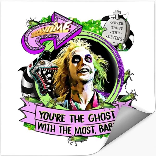 Beetlejuice Stickers,Ms.Argentina, Never Trust The Living, Tim Burton Stickers, Beetlejuice Fan-image