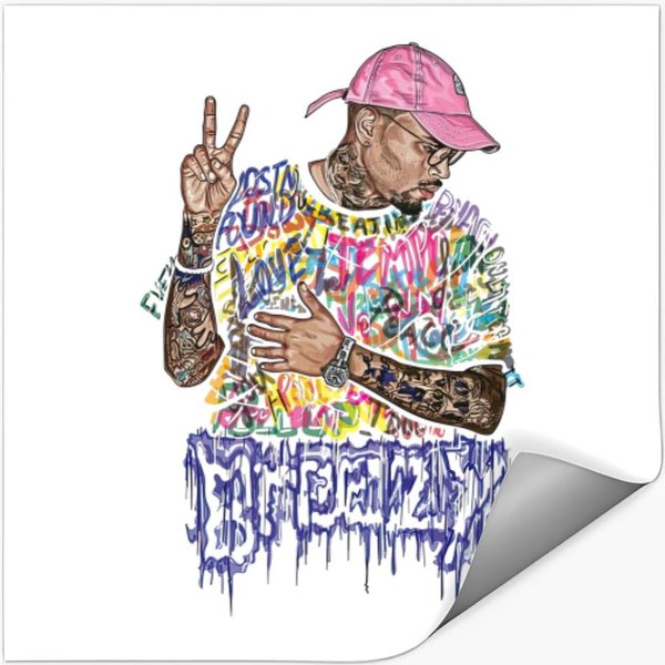 Custom Chris Brown Graphic Stickers / Chris Brown Fan Art Stickers-image