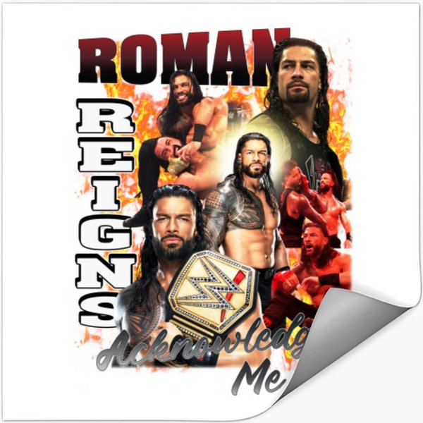 Roman Reigns Acknowledge Me Unisex Softstyle Stickers, Roman Reigns Unisex Stickers-image