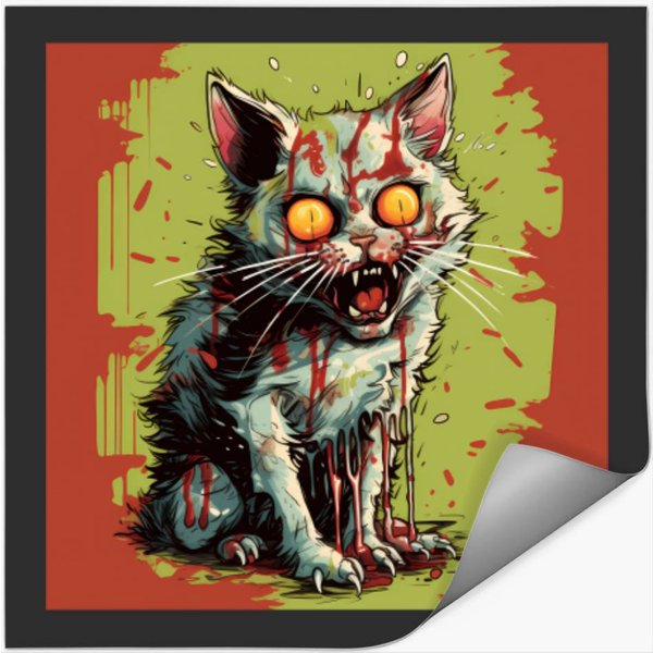 Zombie Cat Screams Stickers-image
