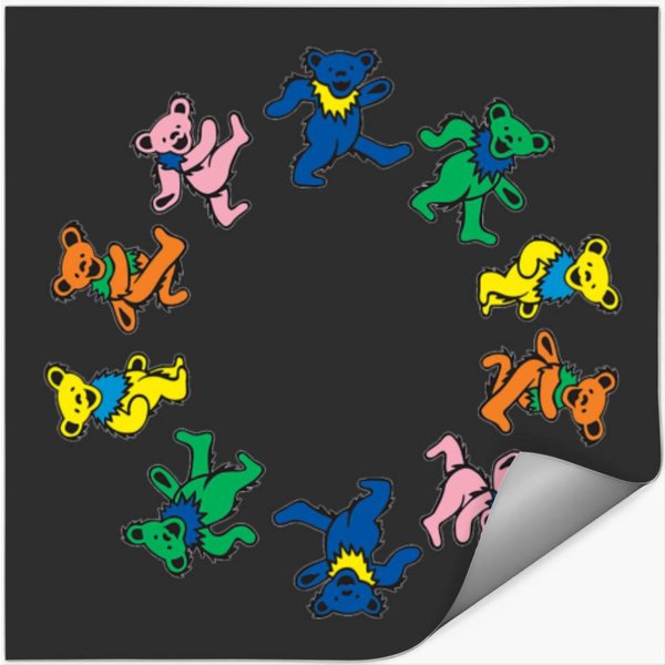 Greatful Dead Bear Circle Stickers-image