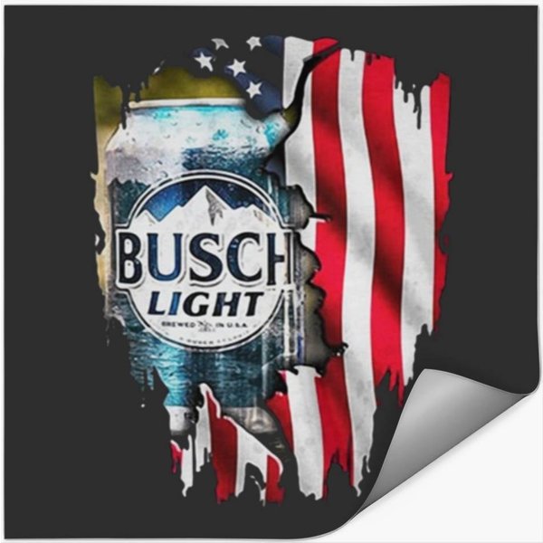 Americans Busch Flag Light Beer Sticker - Clarise Design-image