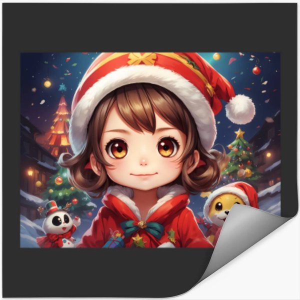 Anime Inspired Christmas Design. Stickers-image