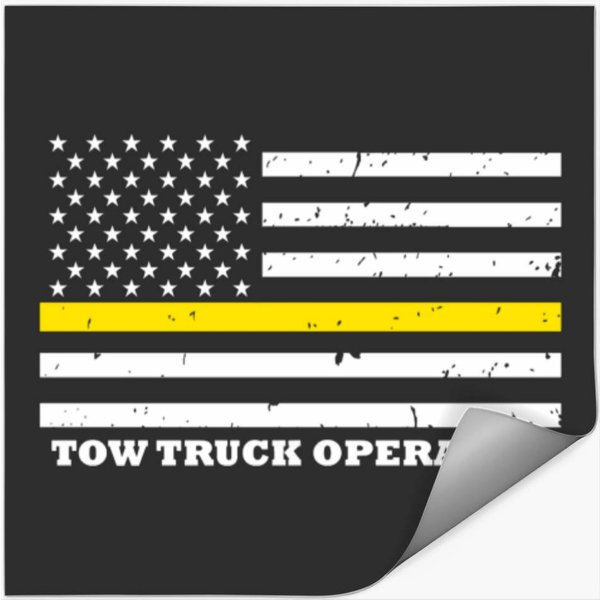 Thin Yellow Line Flag Tow Truck Operator Stickers-image