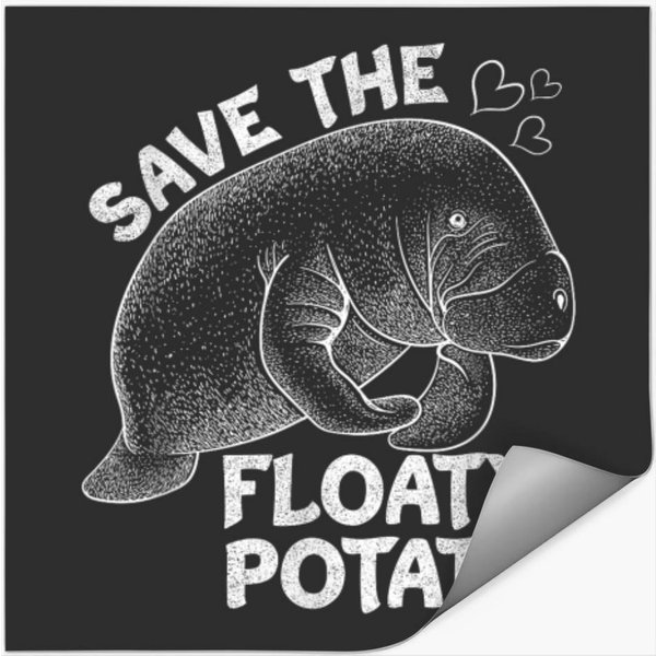 Save The Floaty Potato Manatee Sea Animal Lover Stickers-image