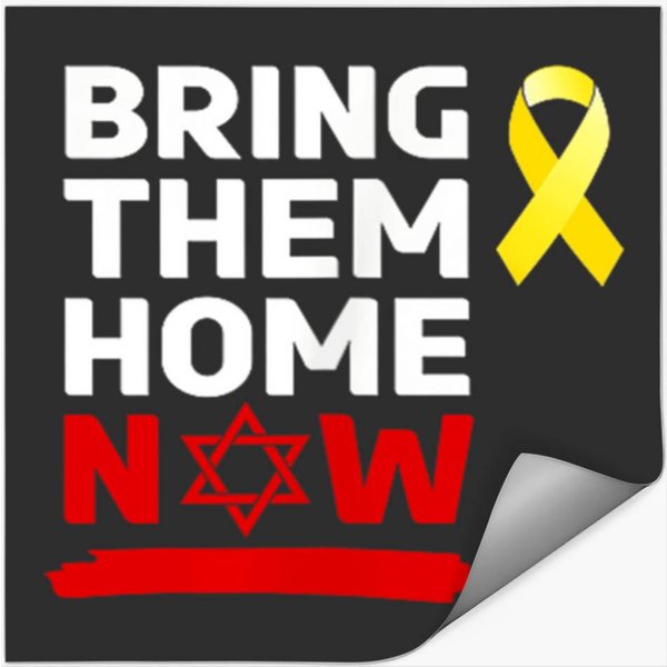 Israel Yellow Ribbon Symbol Bring Them Back Home Stickers-image