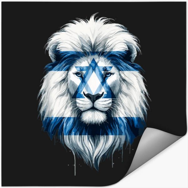 Jewish Israel Flag Lion David Star Yisrael Proud Stickers-image