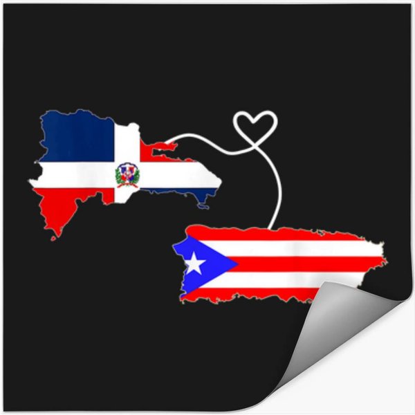 Half Puerto Rican Half Dominican Flag Map Combin Stickers-image