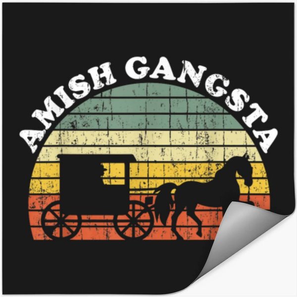 Amish Gangsta Horse And Buggy Vintage Funny Amis Stickers-image