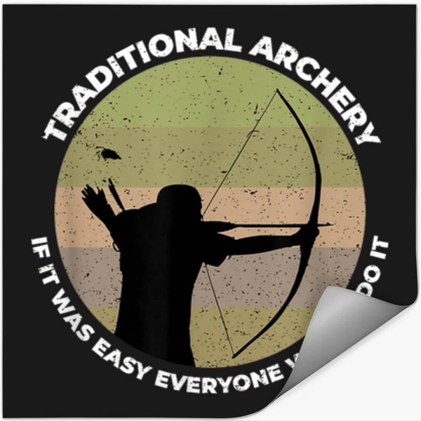 Traditional Archery Vintage Trad Bow If It Was E Stickers-image