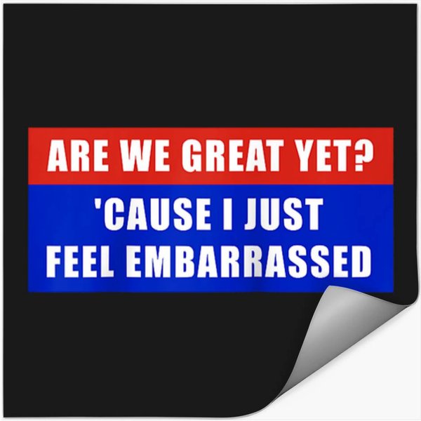Are We Great Yet Cause I Just Feel Embarrassed Raglan Stickers-image