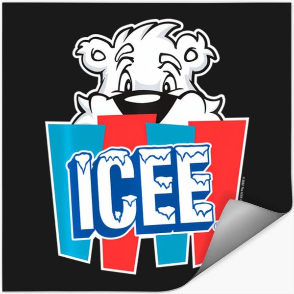 Icee Bear Peeking Behind Logo Stickers-image