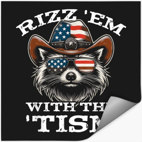Rizz Em With The Tism Funny Raccoon Meme Autism Stickers-image