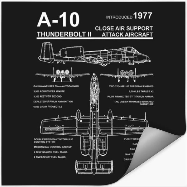 A10 Thunderbolt Ii Warthog Military Jet Spec Diagram Stickers-image