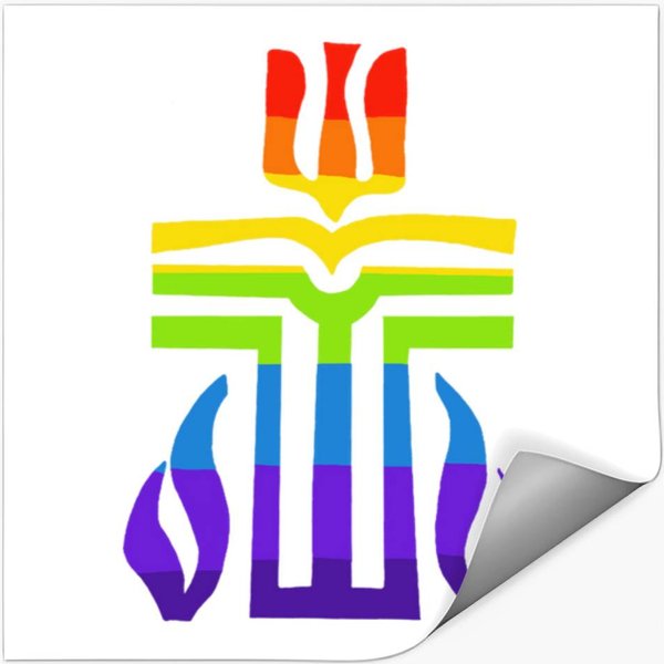 Rainbow Presbyterian Cross Stickers-image