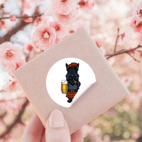 Scotland Tartan Day Scottish Terrier Kilt Drinki Stickers-image