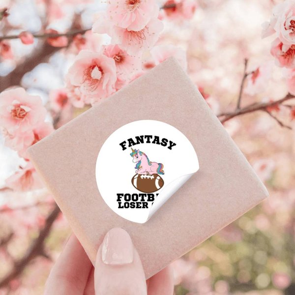 Fantasy Football Loser Club Unicorn On Football Pink Stickers-image