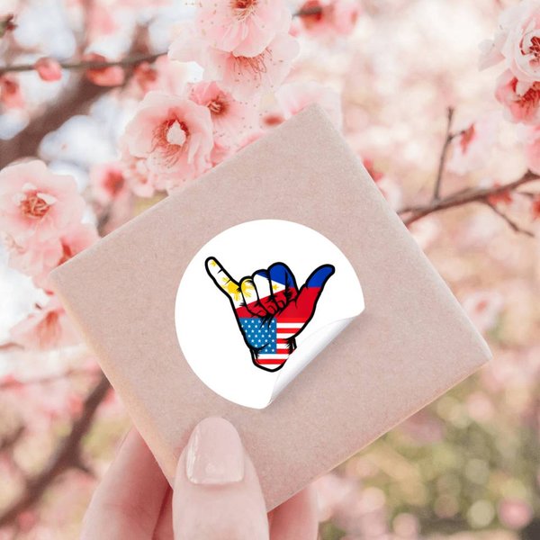 Half Filipino And American Philippines Usa Flag Shaka Hand Stickers-image