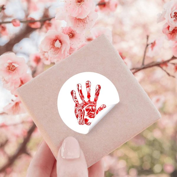 Native American Indigenous Red Hand Indian Themed Stickers-image