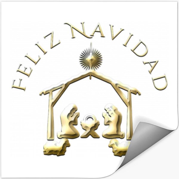 Spanish Merry Christmas Feliz Navidad Nativity Art Stickers-image