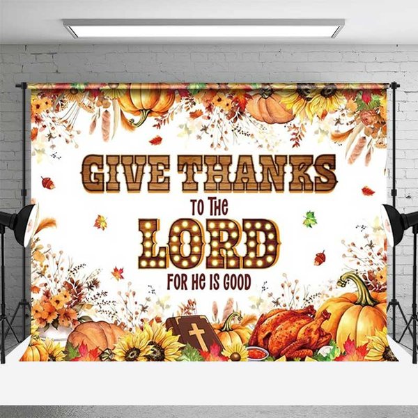 Aperturee Religious Thanksgiving Backdrop, Autumn Harvest Sign, Church Event Props