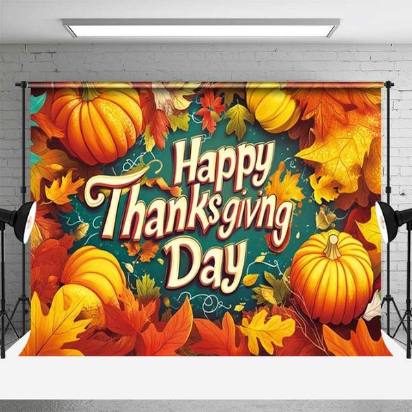 Aperturee Happy Thanksgiving Day Backdrop, Fall Foliage Background, Studio Photo Props