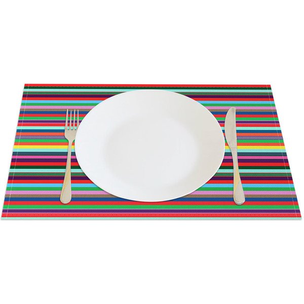 Aperturee Colorful Stripes Mexican Carnival Set of 4 Placemats, 14x12 Inch, 15.8 USD, placemats, CDJY00110-S