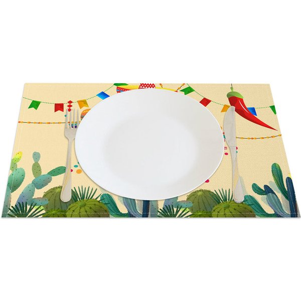 Aperturee Mexican Cinco De Mayo Colorful Set of 4 Placemats, 14x12 Inch, 15.8 USD, placemats, CDJY00114-S