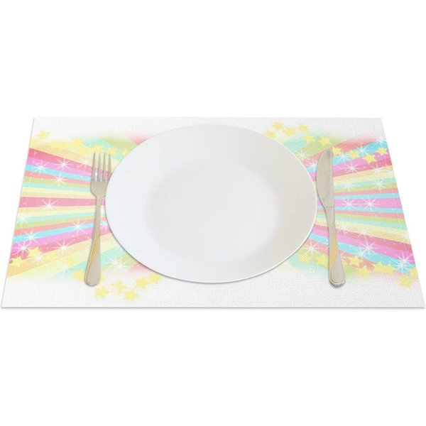 Aperturee Radiant Rainbow Glow Party Decor Set of 4 Placemats, 14x12 Inch, 15.8 USD, placemats, CDJY00134-S