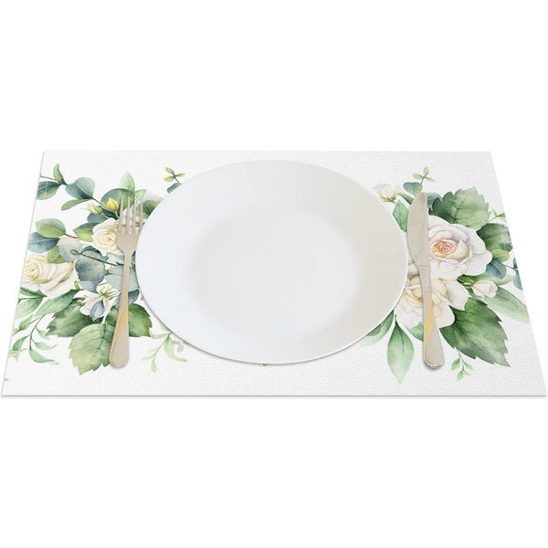 Aperturee Floral Spring Fresh Party Decor Set of 4 Placemats, 14x12 Inch, 15.8 USD, placemats, CDJY00137-S