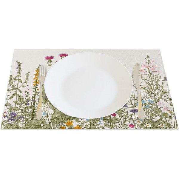 Aperturee Floral Boho Spring Garden Vibe Set of 4 Placemats, 14x12 Inch, 15.8 USD, placemats, CDJY00153-S