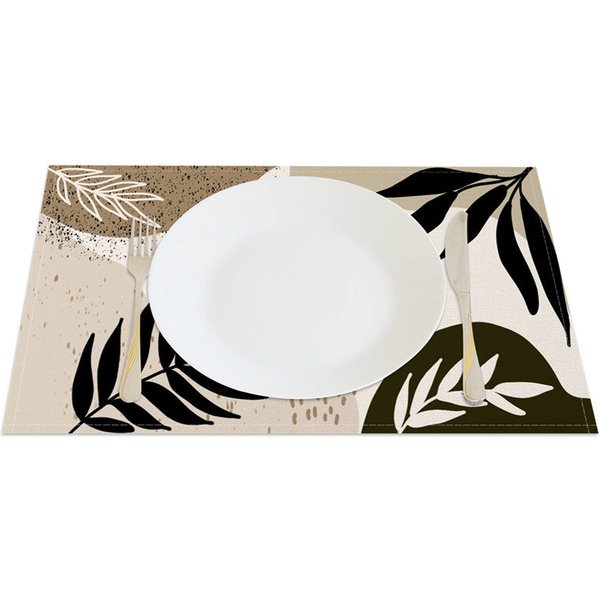 Aperturee Boho Leaves Elegant Party Decor Set of 4 Placemats, 14x12 Inch, 15.8 USD, placemats, CDJY00156-S