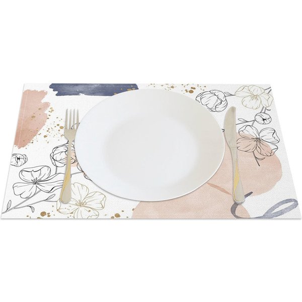 Aperturee Elegant Boho Sweet Color Spring Set of 4 Placemats, 14x12 Inch, 15.8 USD, placemats, CDJY00161-S