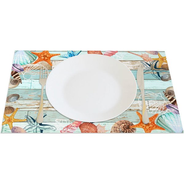 Aperturee Under The Sea Sea Star Shells Set of 4 Placemats, 14x12 Inch, 15.8 USD, placemats, CDJY00172-S