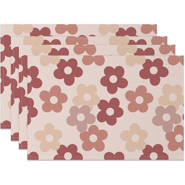Aperturee Fairy Pink Daisy Floral Dining Set of 4 Placemats, 14x12 Inch, 15.8 USD, placemats, CDJY00619-S