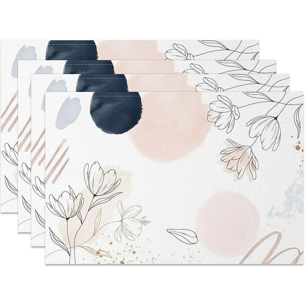 Aperturee Bright and Fresh Floral Placemats Set of 4, Sweet Colorful Design for Spring and Summer Dining Table, 14x12in (WxH), 15.8 USD, placemats,